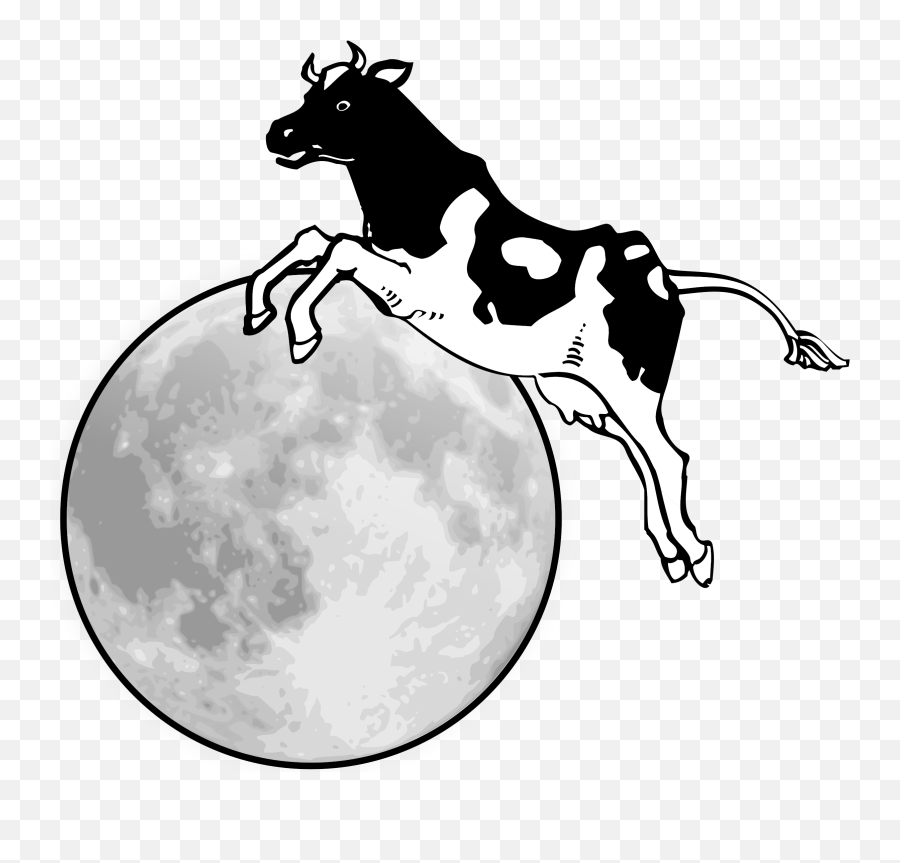 The Cow Jumps Over The Moon - Openclipart Cow Jumped Over The Moon Free Emoji,Full Moon Clipart