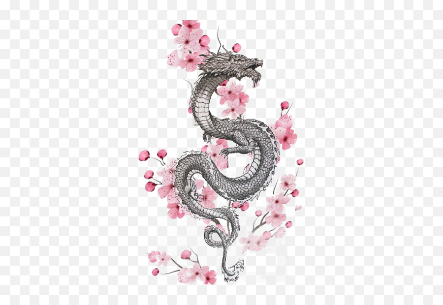 Cerezo And Dragón Small Dragon Tattoos Dragon Tattoo - Japanese Dragon Tattoo Drawing Emoji,Japanese Dragon Png