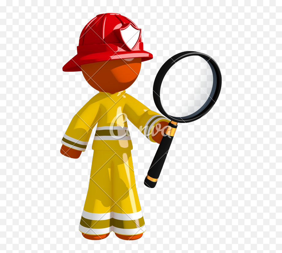 Orange Man Firefighter Looking Through Photos By - Stock Photography Emoji,Firefighter Clipart