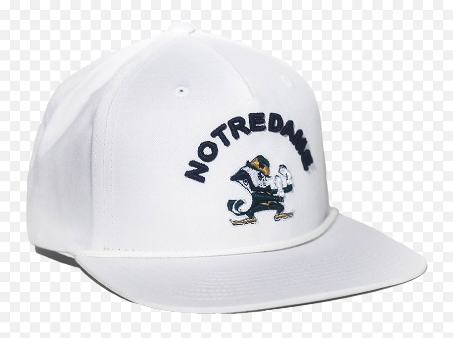 University Of Notre Dame Classic Retro Leprechaun Snapback Hat - White For Baseball Emoji,Notre Dame Logo