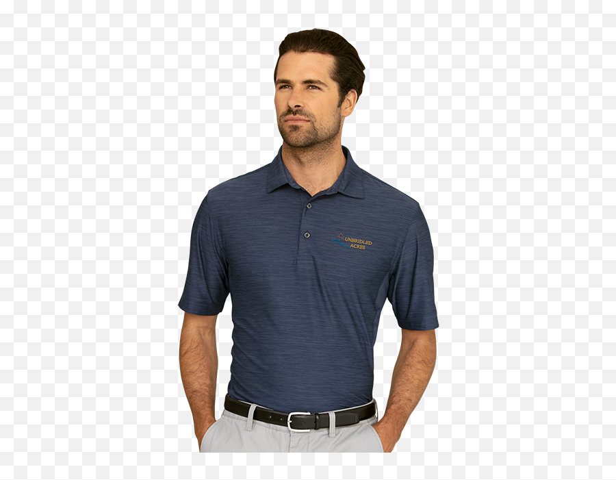 Polos - Greg Norman Heathered Stretch Polo Emoji,Logo Polo Shirt