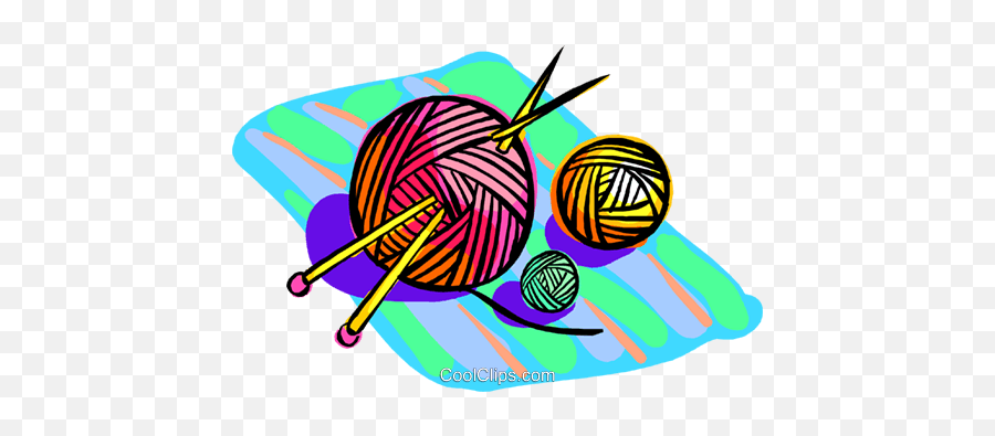 Yarn With Knitting Needles Royalty Free - For Volleyball Emoji,Yarn Clipart