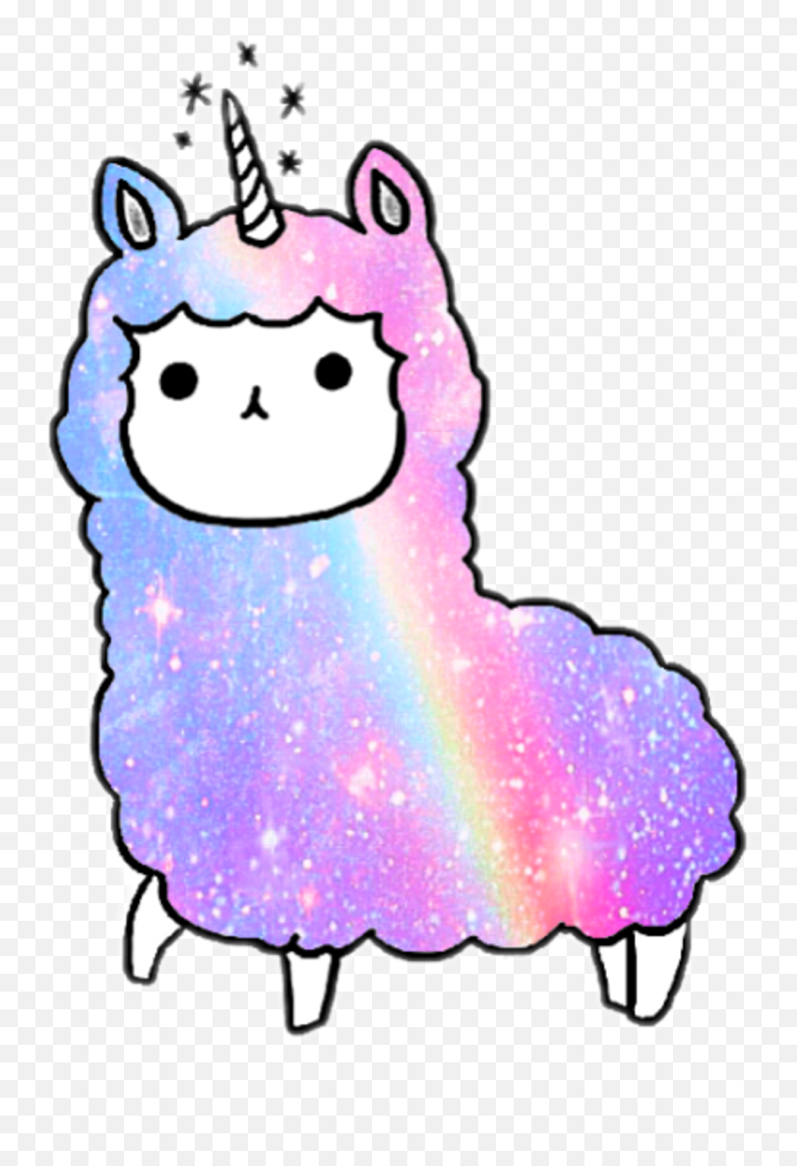 Alpaca Alpacacorn Cute Galaxy Sticker - Kawaii Rainbow Llama Emoji,Alpaca Clipart