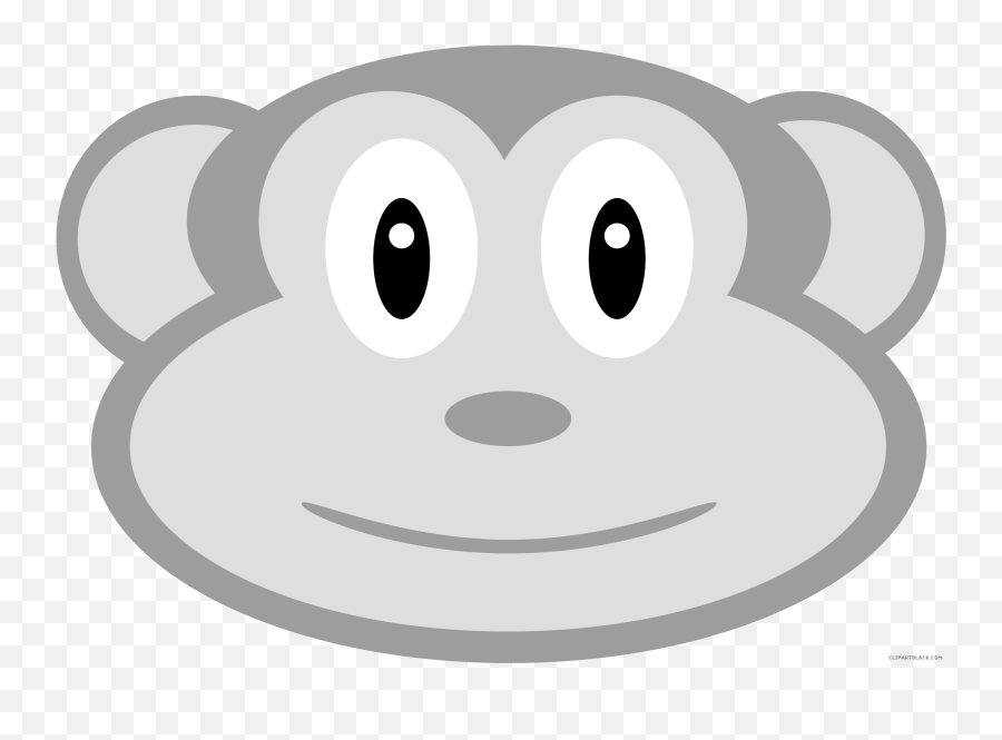 Monkey Face Animal Free Black White Clipart Images - Cartoon Smiley Emoji,Clipart Monkey