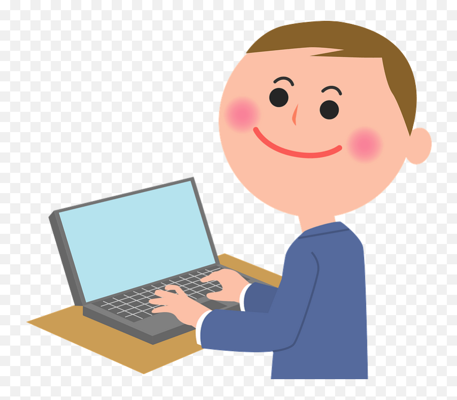 Businessman Is Working On Laptop Clipart Free Download - Clipart Man On A Computer Emoji,Laptop Transparent