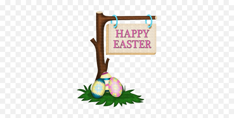 Happy Easter Text Tree Deco Eggs Pâques Arbre - Picmix Emoji,Easter Egg Border Clipart