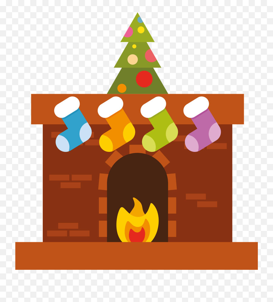 Christmas Fireplace Clipart - New Year Tree Emoji,Fireplace Clipart