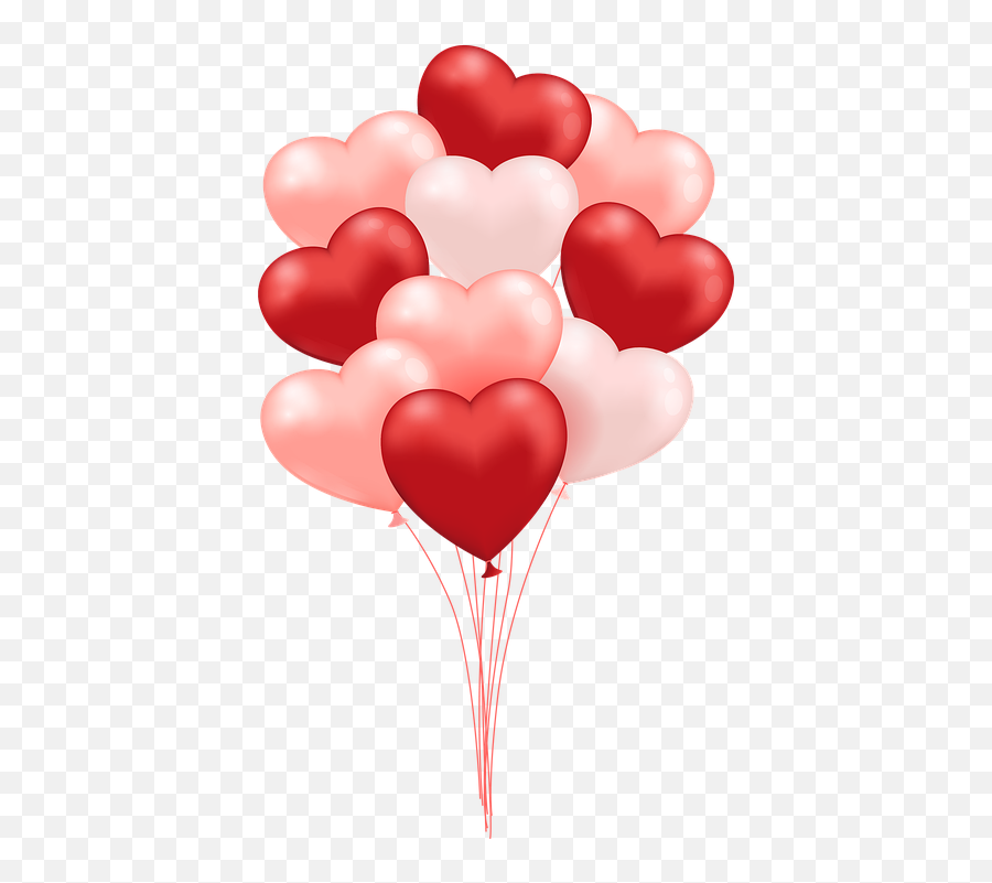 Free Photo White And Pink Red Heart Balloons Valentine Emoji,Heart Balloons Png