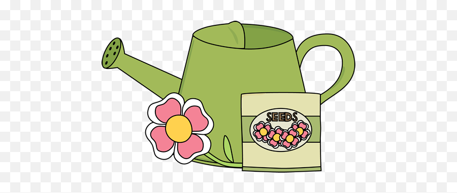 Green Watering Can With Spring Flowers Clipart - Wikiclipart Cute Watering Can Clipart Png Emoji,Gardening Clipart