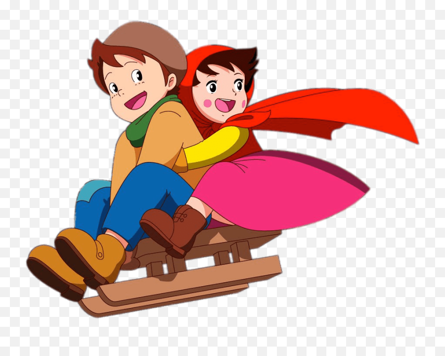 Heidi And Peter On Sleigh Transparent Png - Stickpng Heidi Cartoon Images Hd Emoji,Sledge Clipart