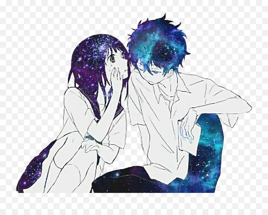 Anime Couple Vector Transparent Png Png Play - Anime Galaxy Couple Emoji,Anime Transparent Background