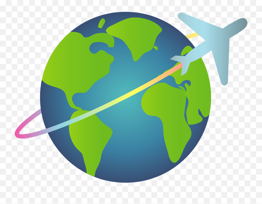 Airplane Is Circling The Globe Clipart Free Download - Airplane And Globe Clipart Emoji,Airplane Clipart