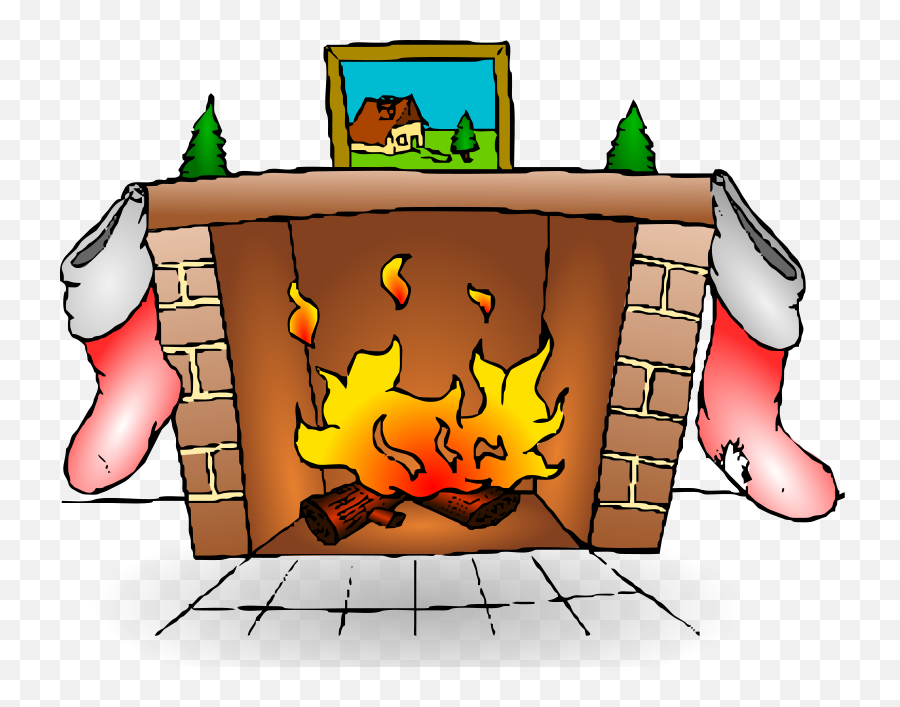 Free Christmas Fireplace Clipart - Warm Fire Clipart Emoji,Fireplace Clipart