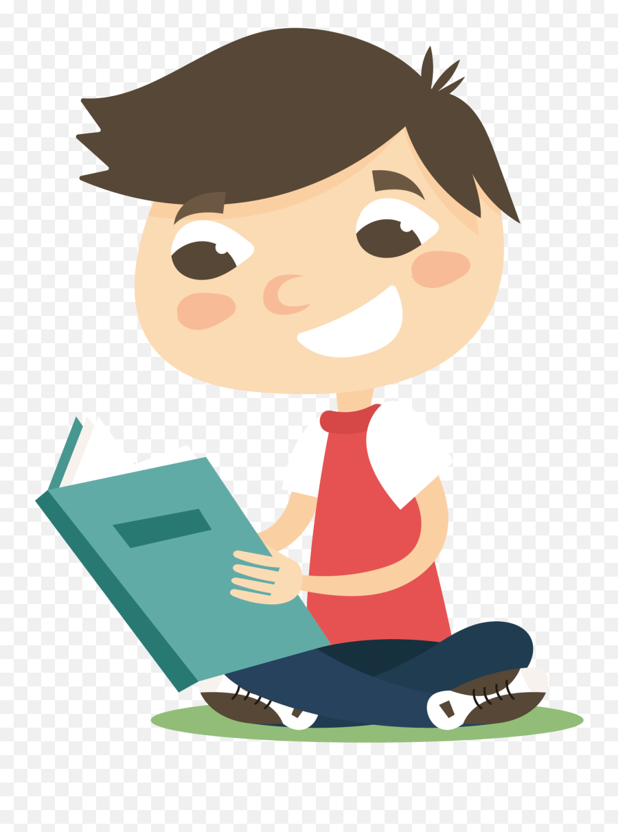 Boy Child Reading - Reading Vector Png Free Clipart Full Child Cadrtoon Emoji,Kids Reading Clipart
