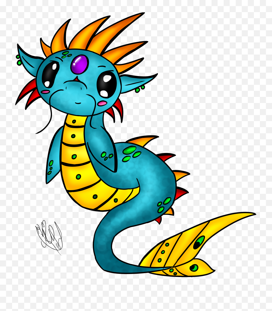 Blue Dragon Clipart Cute - Cute Underwater Dragon Drawings Emoji,Dragon Clipart