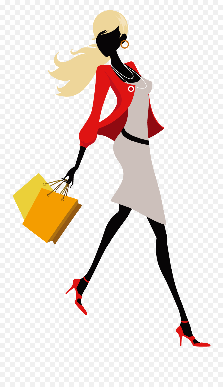 Fashion Woman Illustration - Women With Shopping Bags Cartoon Fashion Girl Png Emoji,Shopping Bags Clipart