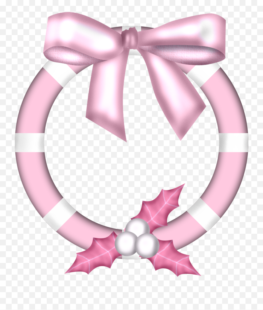 Pink Christmas Wreath Clip Art Pink Christmas Wreath - Bow Emoji,Christmas Wreath Clipart