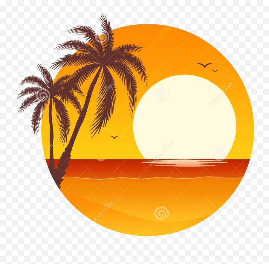 Download Hd Beach Sunset Clipart At Getdrawings - Hawaii Beach Sunset Clipart Emoji,Palm Tree Clipart