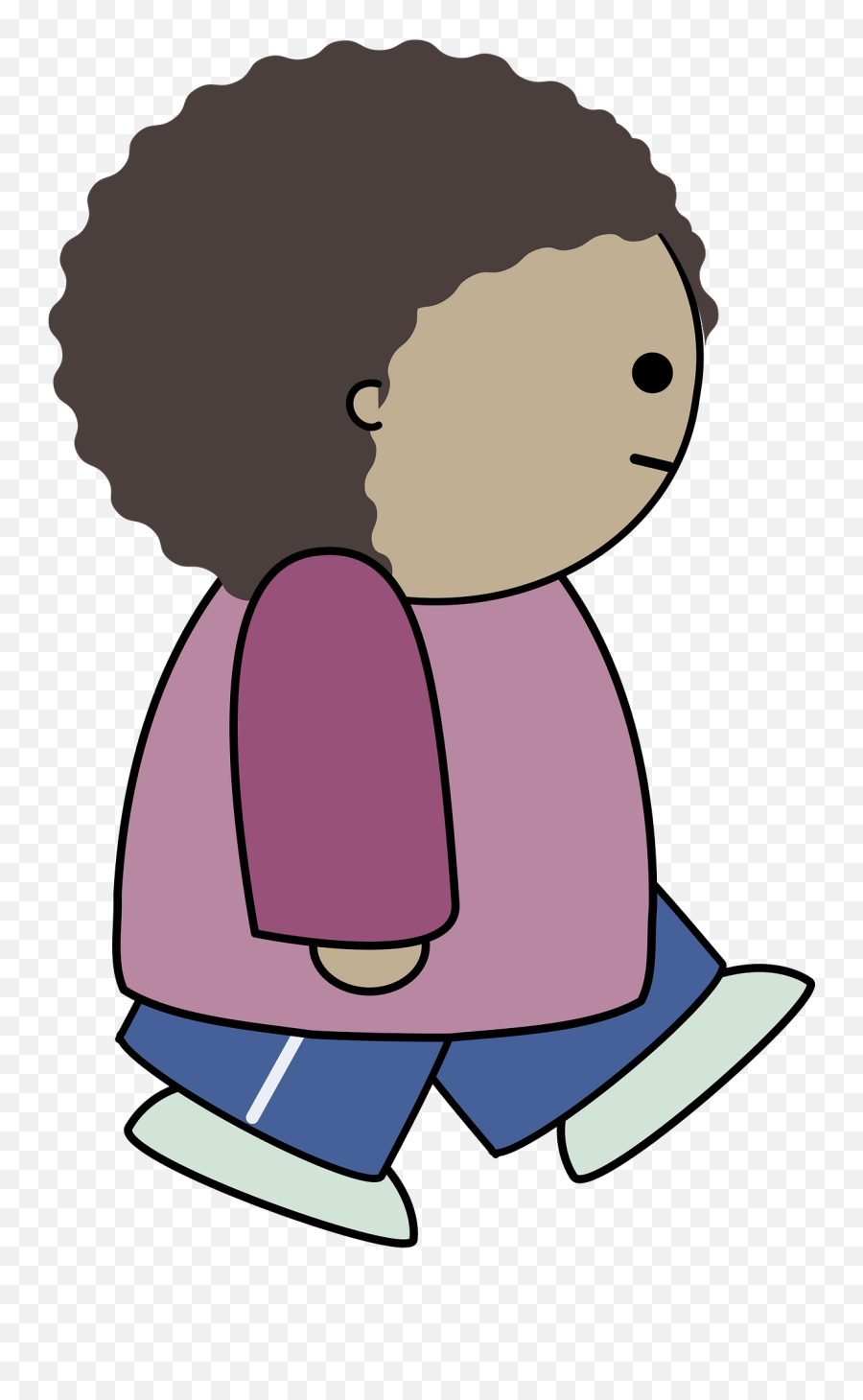 Curly Haired Girl In A Pink Shirt Walking Clipart Free Emoji,Curly Hair Clipart