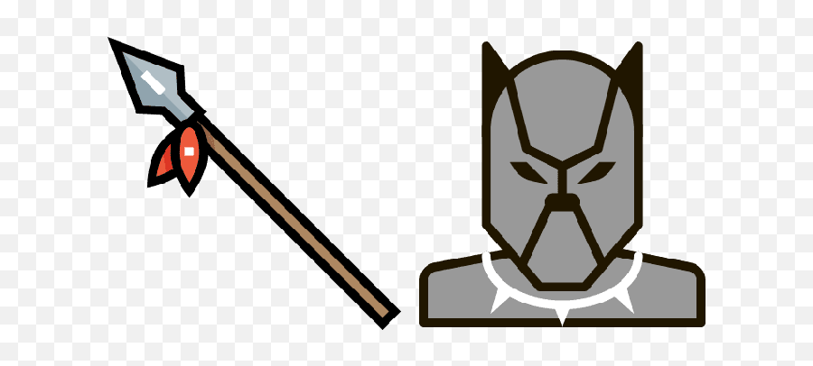 Black Panther And Spear Cute Cursor - Superhero Emoji,Black Panther Png
