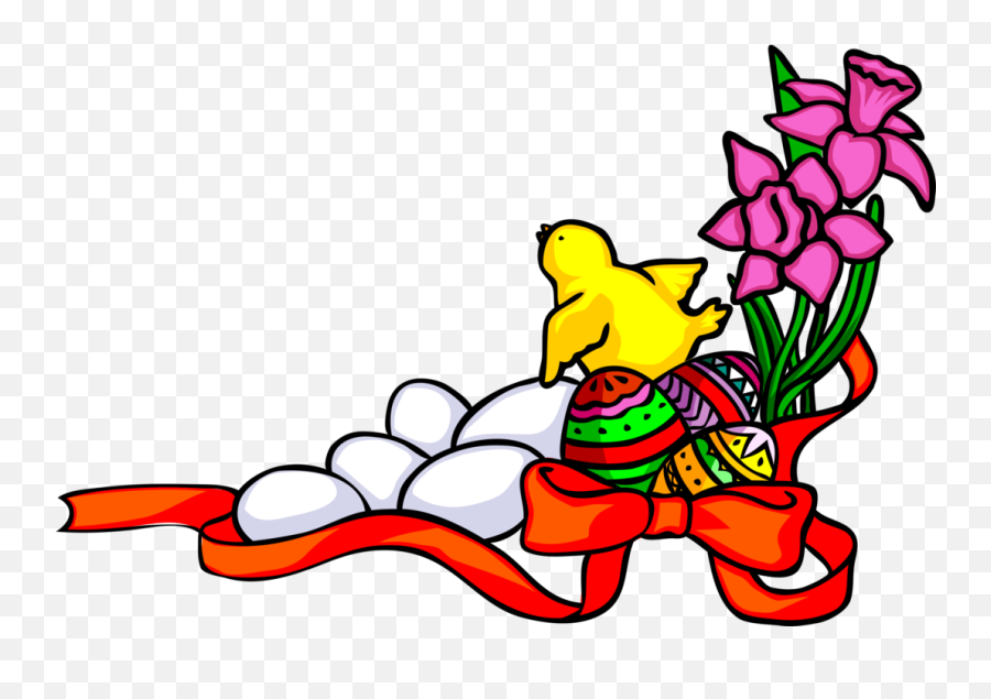 Vector Illustration Of Easter Border With Colored Eggs - Pulcino E Uova Di Pasqua Png Emoji,Easter Border Clipart