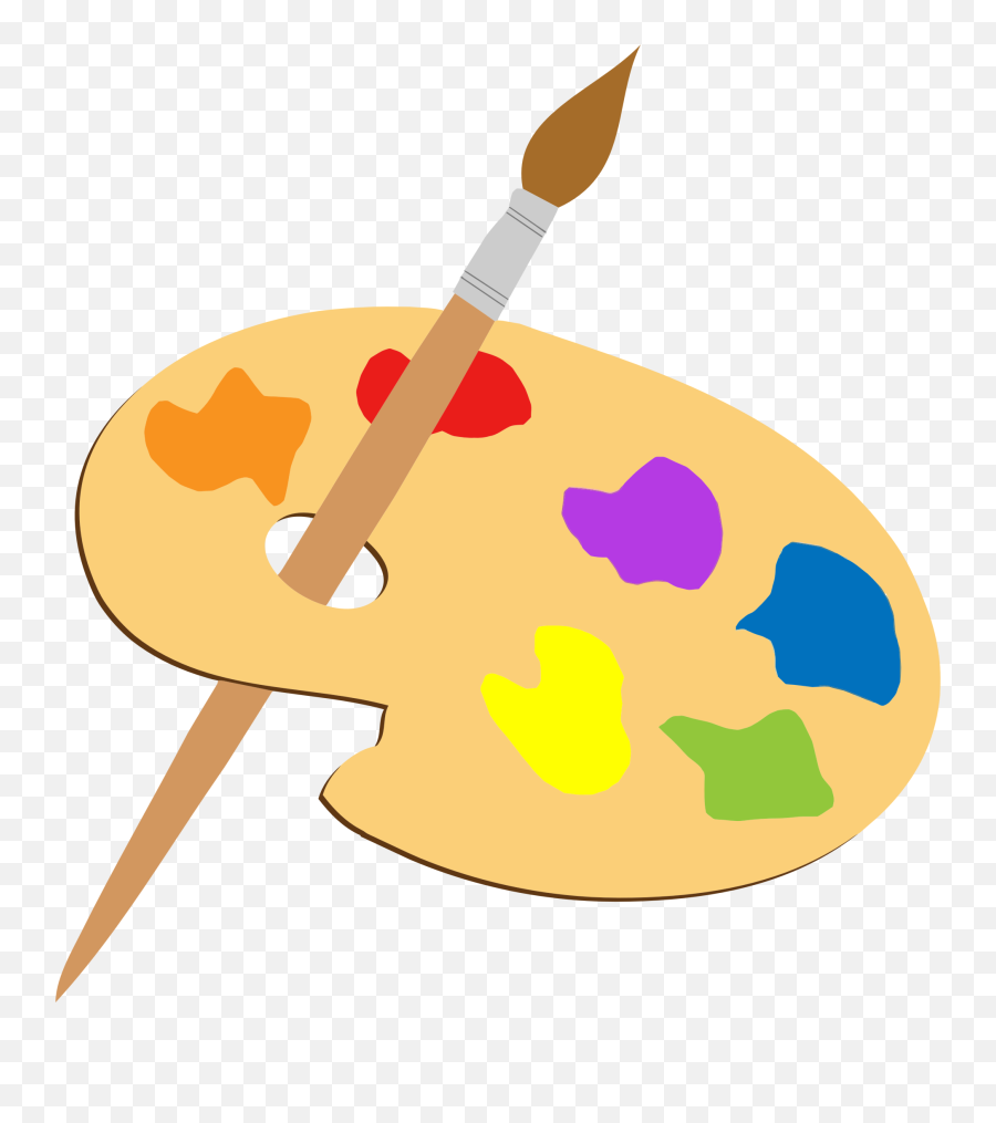 Paintbrush Palette Painting Clip Art - Palette And Brush Png Emoji,Paintbrush Clipart