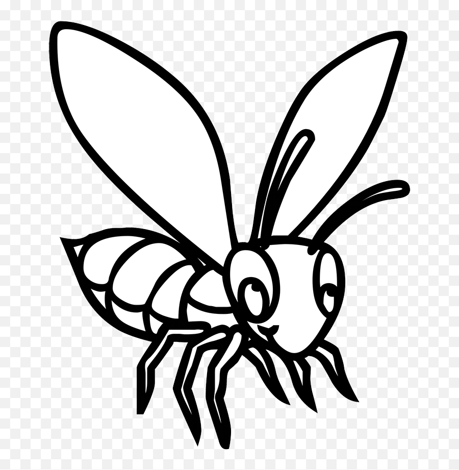 Bee Clipart - Drawing Of Winged Insects Emoji,Bee Clipart Black And White