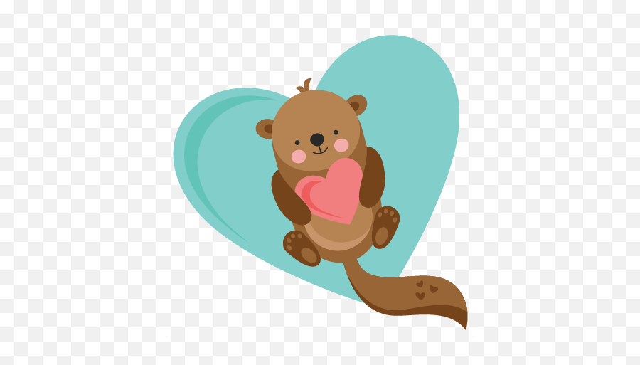 Heart Otter Valentine Svg Cuts - Otter Svg Free Emoji,Otter Clipart