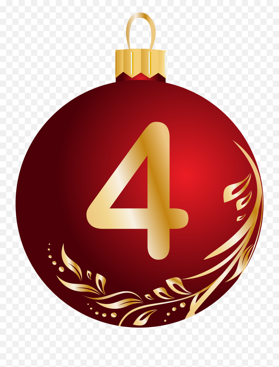 Christmas Ball Number Four Transparent - Christmas Number 4 Png Emoji,Number 2 Clipart