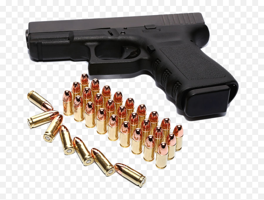 Firearm Weapon Cartridge Ammunition Black Bullets Pistol - Pistol With Bullets Png Emoji,Bullet Clipart