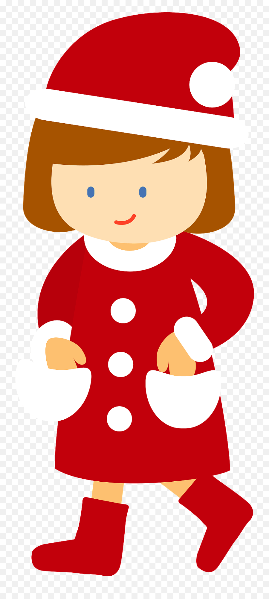 Girl In Santa Claus Costume Clipart - Santa Girl Costume Clipart Emoji,Costume Clipart