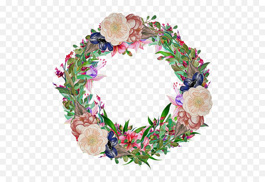 Free Photo Wreath Watercolor Flowers Floral Multi Color - Floral Emoji,Watercolor Wreath Png