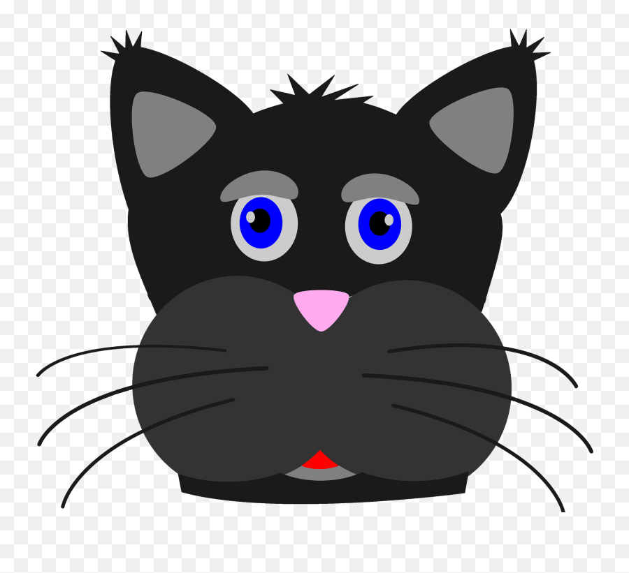 Cartoon Black Cat Face Clipart - Sad Cat Cartoon Transparent Emoji,Cute Black Cat Clipart
