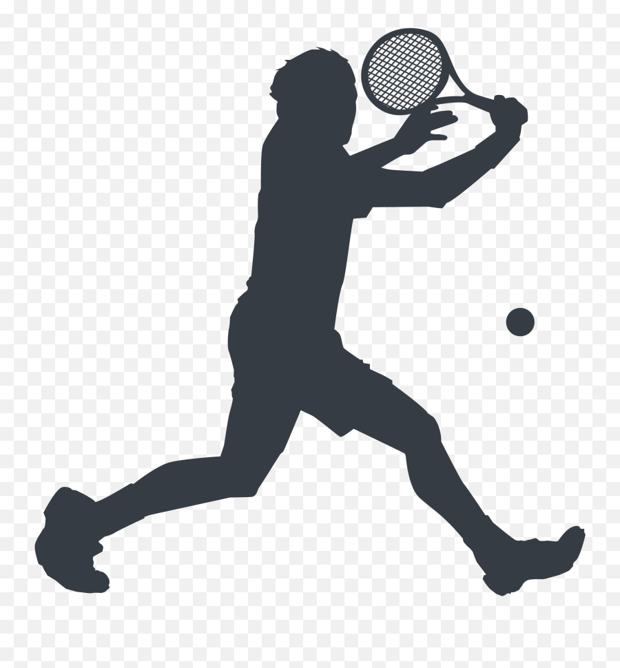 Tennis Clipart Annual Sport - Football Silhouette Catch White Tennis Silhouette Png Emoji,Tennis Clipart