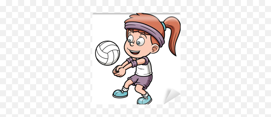 Vector Illustration Of Young Volleyball Player Wall Mural Emoji,Volleyball Player Png