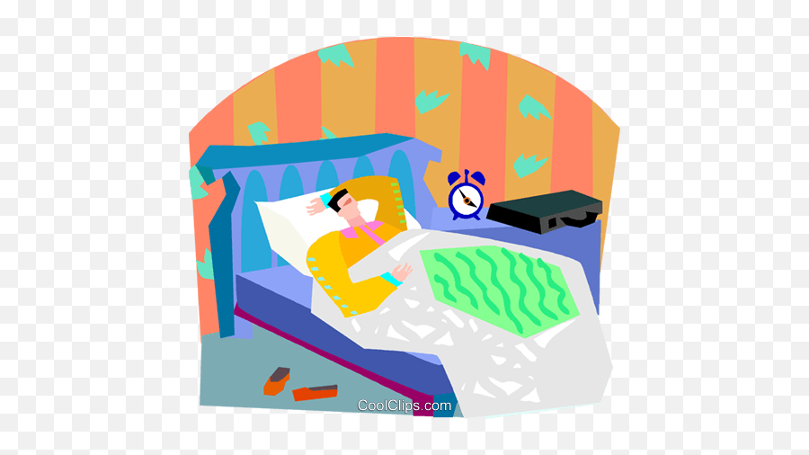 Man In Bed Royalty Free Vector Clip Art Illustration - Bed Size Emoji,Bedroom Clipart