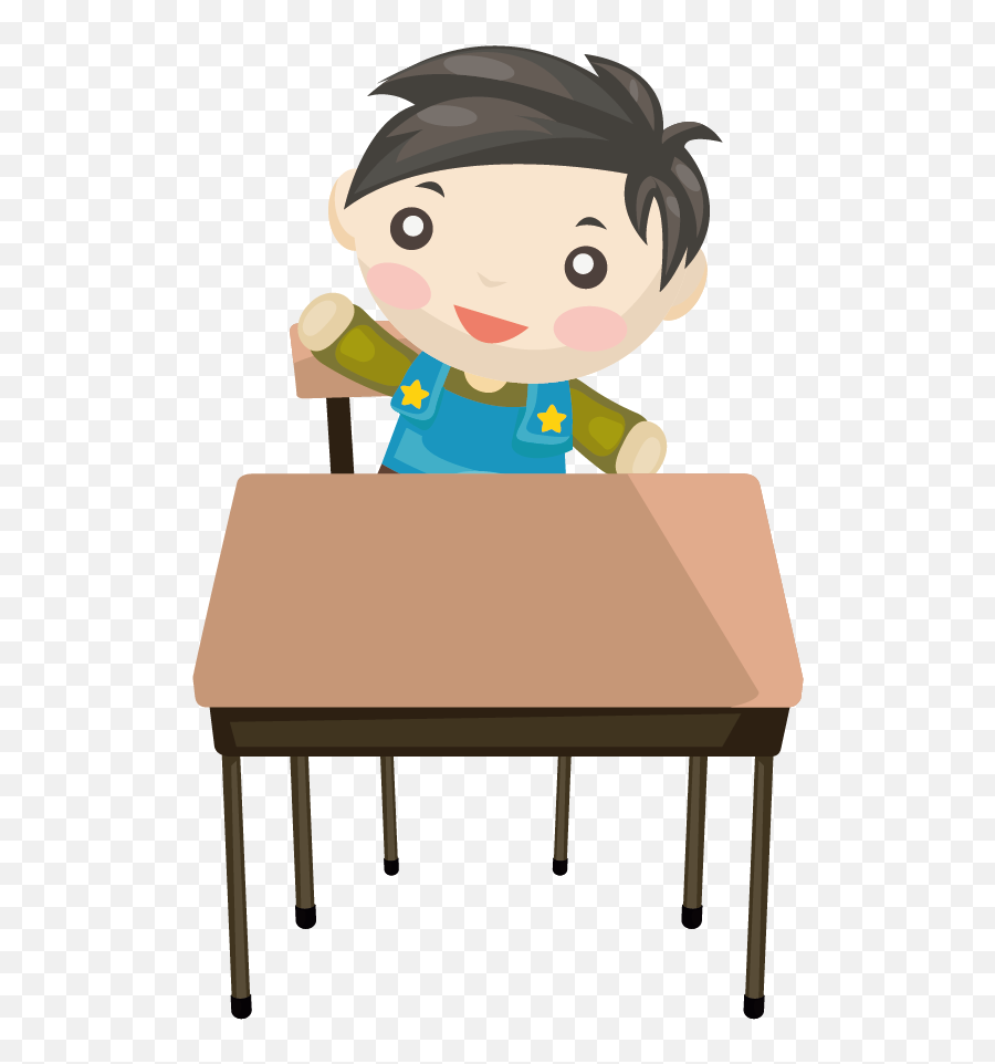 Table Boy Student Clip Art - Cartoon 555x882 Png Clipart Emoji,Table Clipart Png