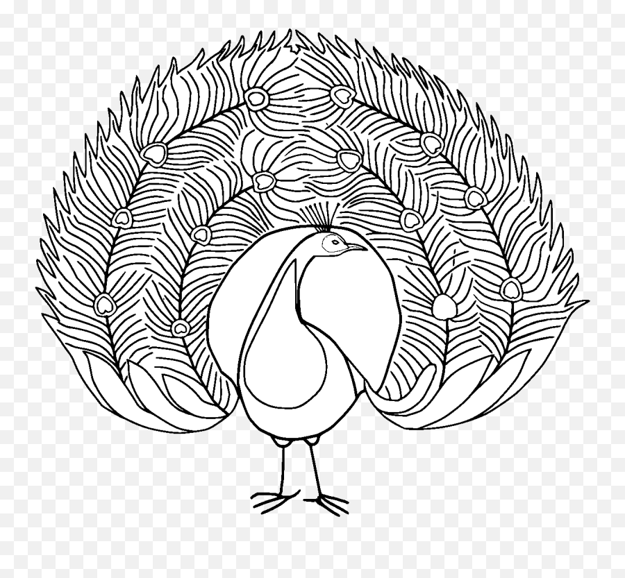 Peacock - Traceable Heraldic Art Emoji,Gray Line Png