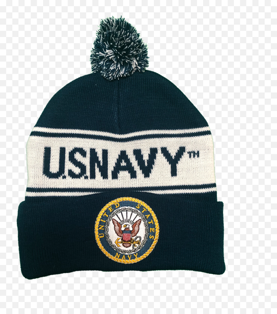 36251 - Us Navy Knit Beanie Hat With Pom Pom Navywhite Emoji,United States Navy Seals Logo