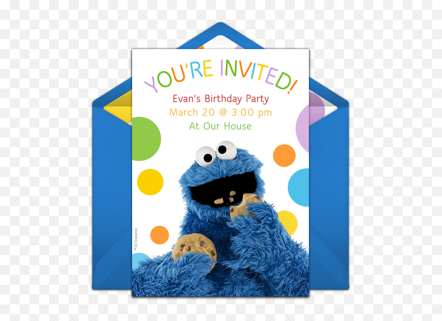 Free Cookie Monster Online Invitation - Cookie Monster Emoji,Cookie Monster Png