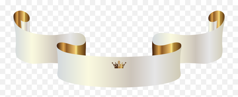 White Banner With Crown Png Clipart Image - Gold Crown With Solid Emoji,Gold Crown Png