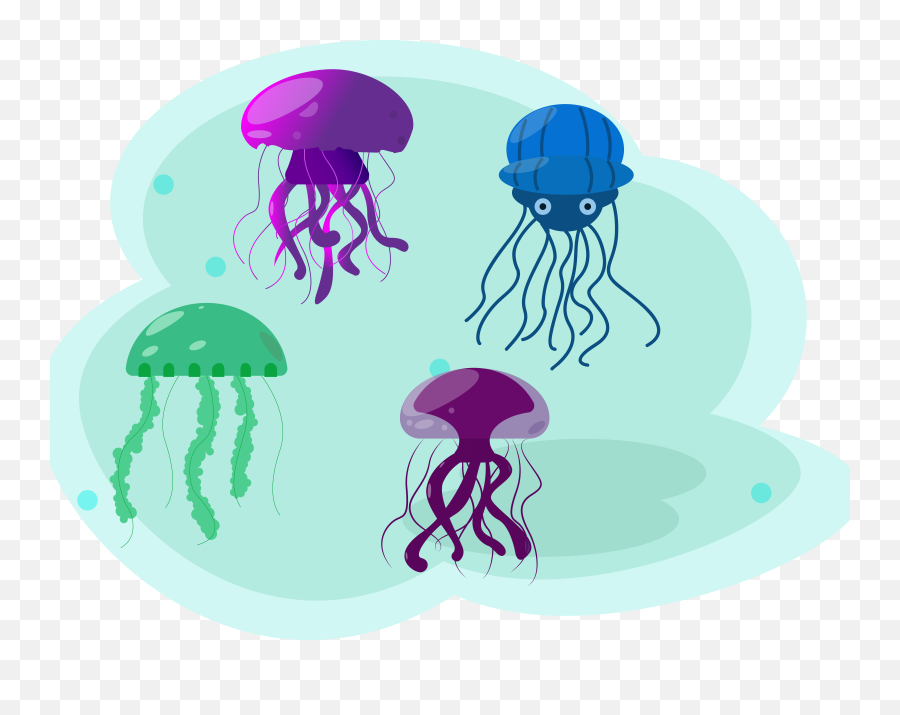 Jellyfish Vector Art Illustrator Water Jellyfish Flat - Bioluminescence Emoji,Jellyfish Clipart