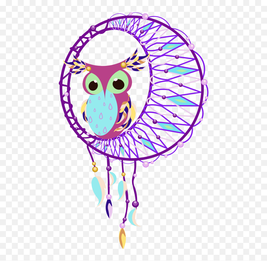 Pink And Blue Owl And Dream Catcher Sticker - Tenstickers Emoji,Dream Catcher Clipart Black And White
