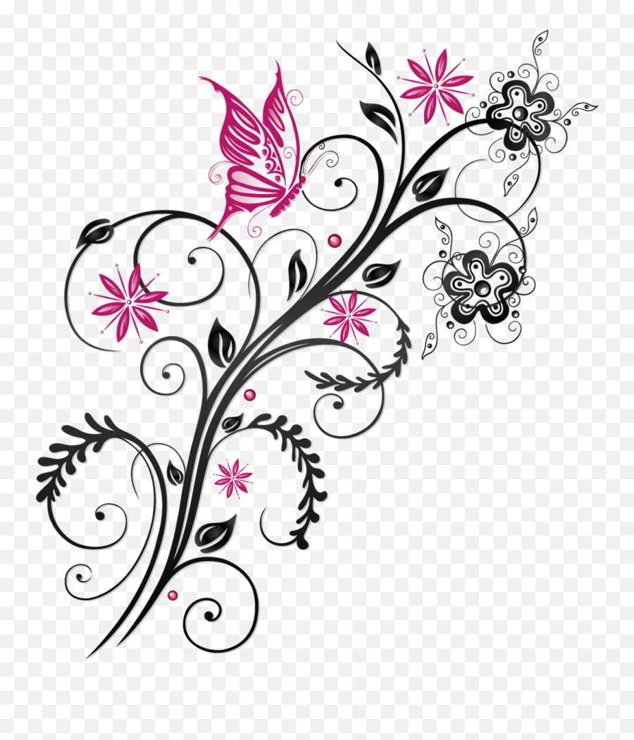 Download Butterfly Floral Flower - Blumenranke Schmetterling Emoji,Ornament Png