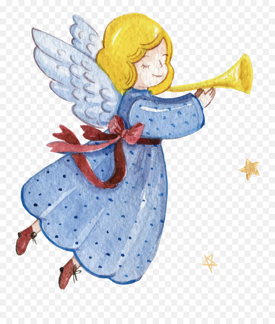 Download Angel With Trumpet Png - Angel With Trumpet Png Emoji,Trumpet Png