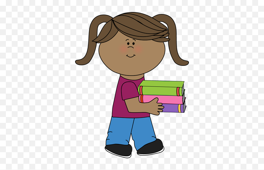 Book Clip Art - Clipart Girl At School Transparent Background Emoji,Book Clipart