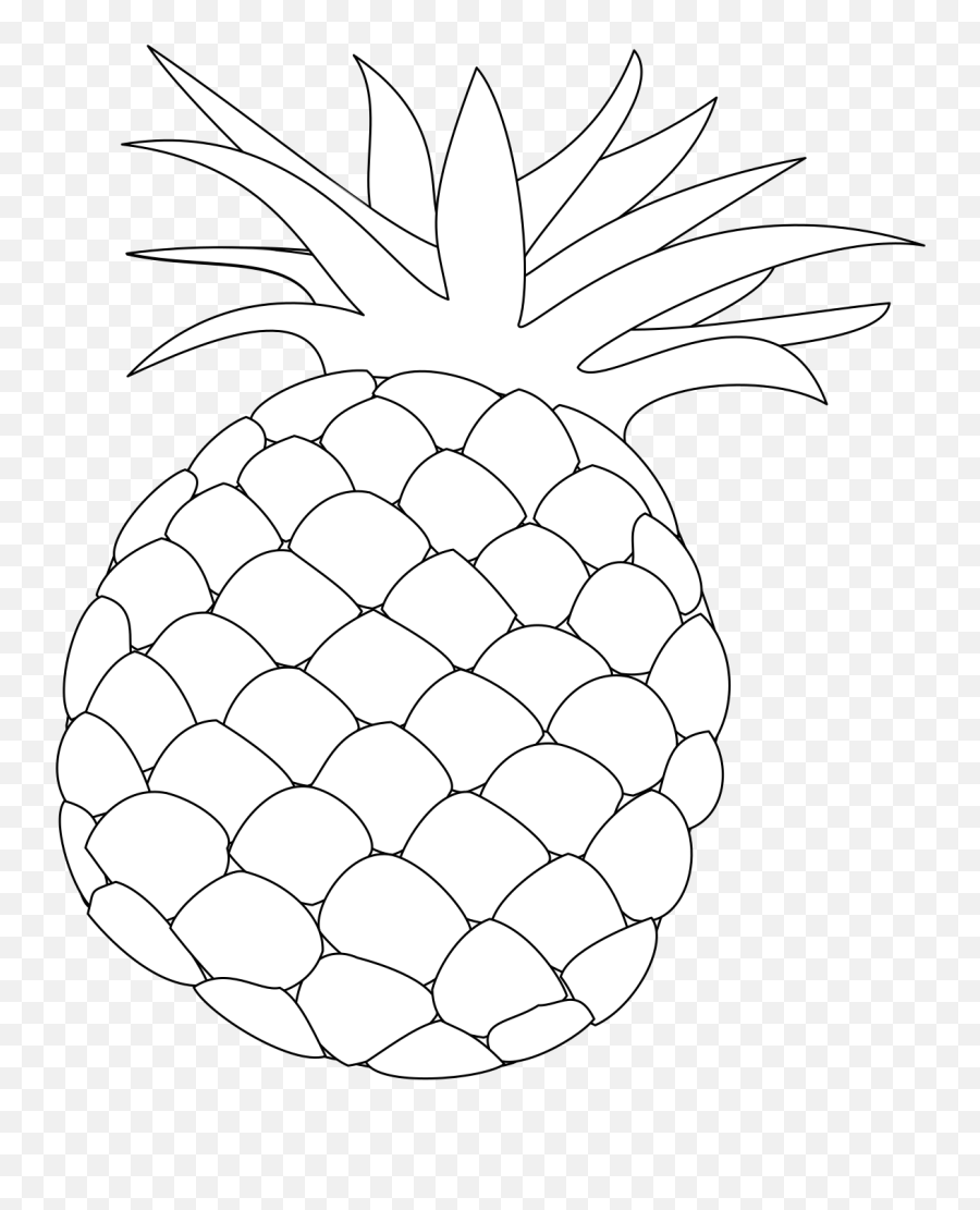 Pineapple Outline Clip Art At Clker - Pineapple Cartoon Black And White Png Emoji,Pineapple Clipart Black And White