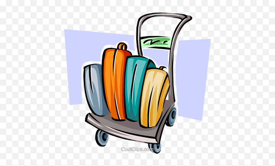 Luggage On A Cart Royalty Free Vector Clip Art Illustration - Hard Emoji,Luggage Clipart