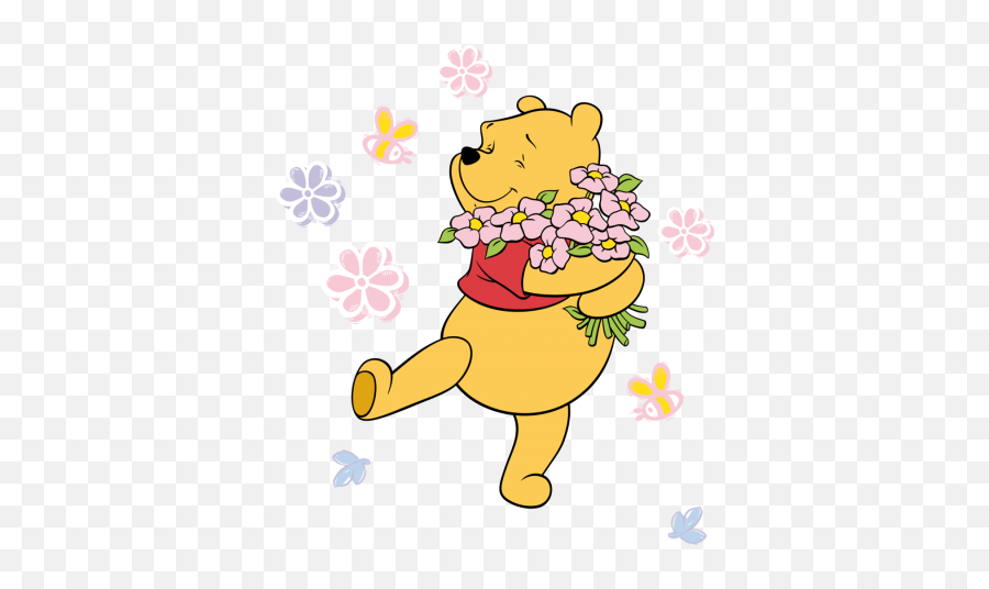 Winnie The Pooh Png Characters And Classic Winnie The Pooh - Winnie The Pooh With Flowers Emoji,Classic Winnie The Pooh Clipart