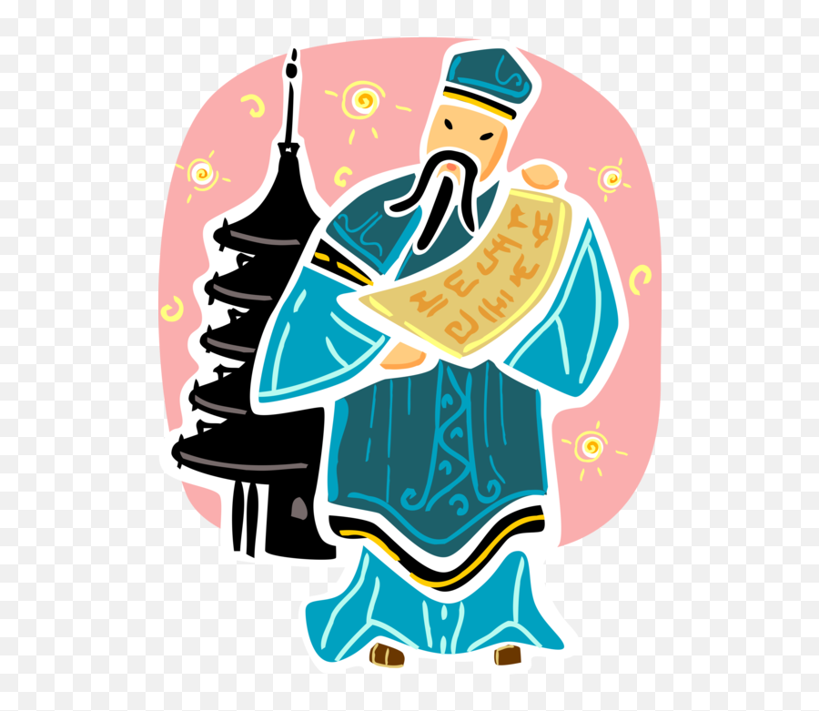 Taoism Religious Priest With Tao Pagoda - Vector Image Religion Emoji,Priest Clipart